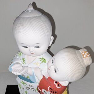 Gump's Hakata Doll Vintage Japanese Dolls by Gumps Japan 2 Doll on base